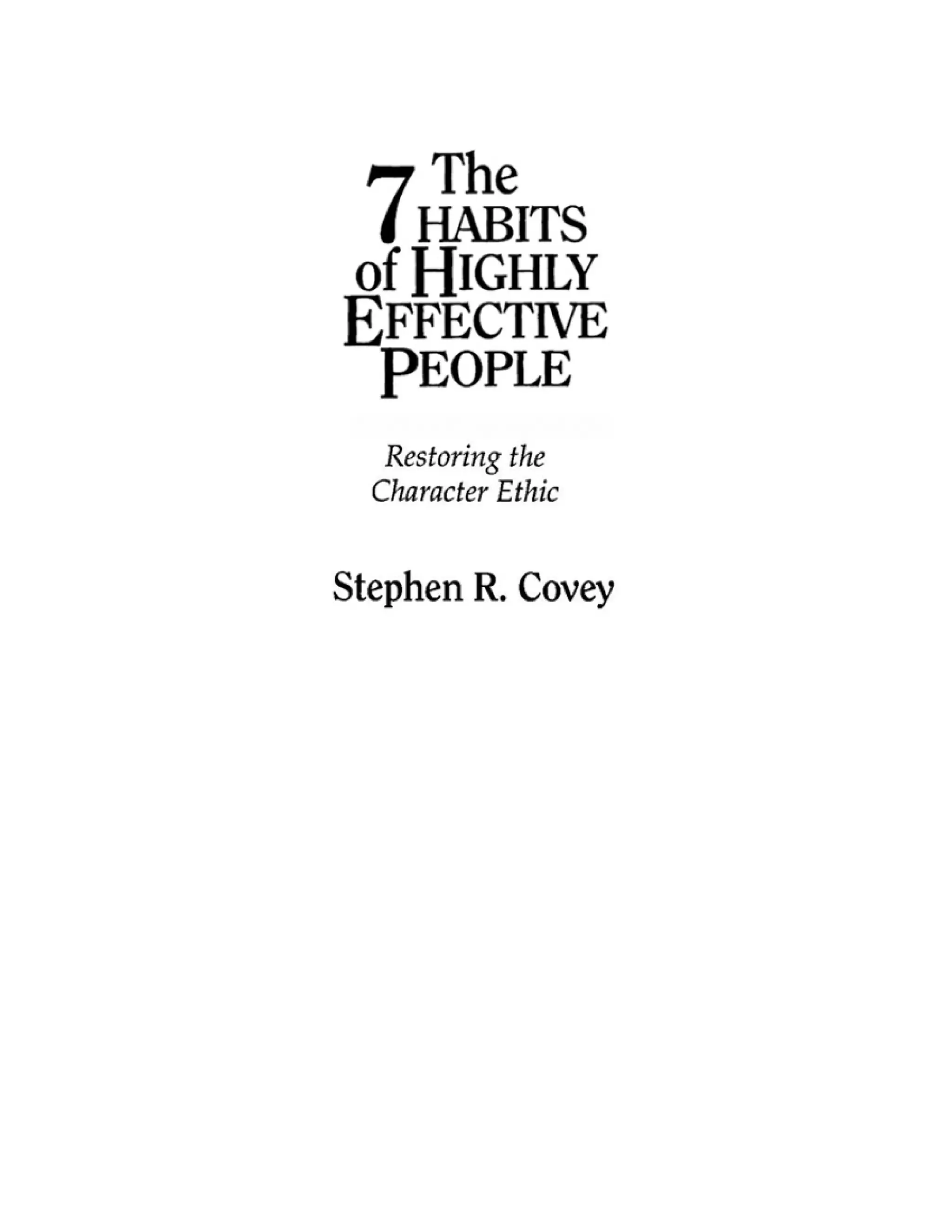 The 7 habits of highly effective people powerful lessons in personal ...
