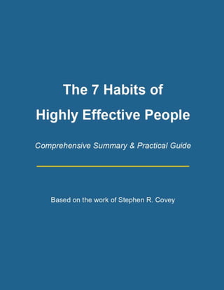 The 7 Habits of Highly Effective People Summary | PDF