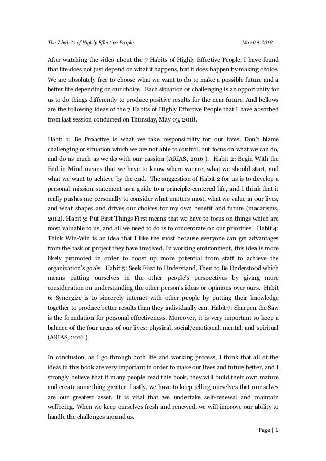 Seven habits reflection essay picture