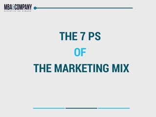 THE 7 PS
OF
THE MARKETING MIX
 