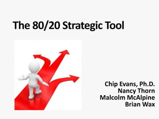 The 80/20 Strategic Tool
Chip Evans, Ph.D.
Nancy Thorn
Malcolm McAlpine
Brian Wax
 