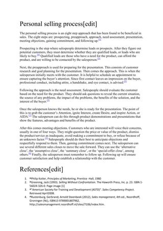 The 8 step personal selling process. process of selling | DOCX