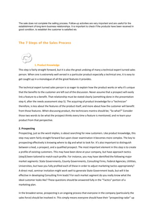 The 8 step personal selling process. process of selling | DOCX
