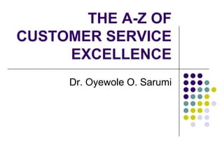 THE A-Z OF
CUSTOMER SERVICE
EXCELLENCE
Dr. Oyewole O. Sarumi
 