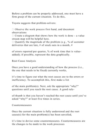 The A3 Report Problems are dealt with in superficial ways..docx