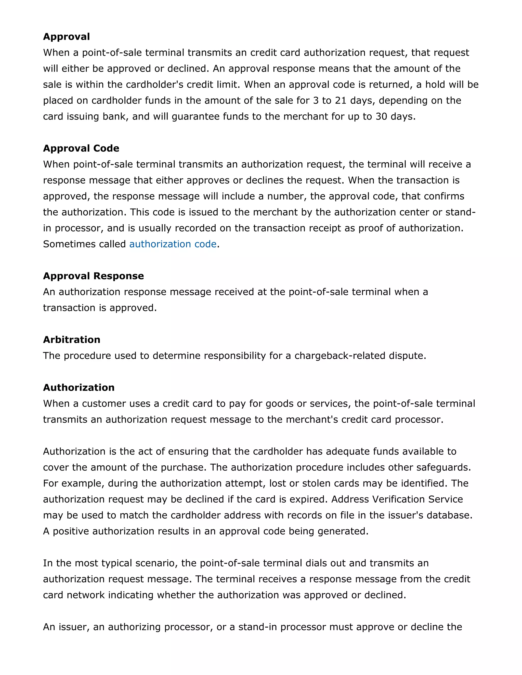 Approval Code THE ABC'S of CREDIT CARD TERMINOLGY | PDF