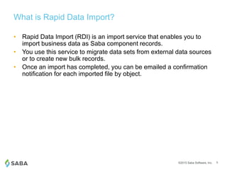 Data Rdi Saba University: The ABC's of RDI (Rapid Data Import) | PDF