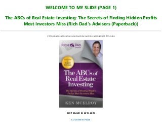 Download Pdf The Abcs Of Real Estate Investing The Secrets Of Find