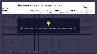 = FIELDS THAT DON’T CHANGE DAY TO DAY. PRE-FILL IN ADVANCE TO SAVE TIME.
 