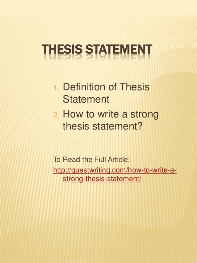 How to right a good thesis