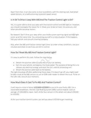 How Much Does It Cost to Fix Abs And Traction Control