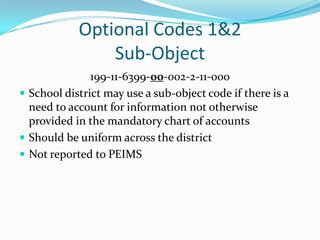 The account code structure for Texas Principals | PPTX