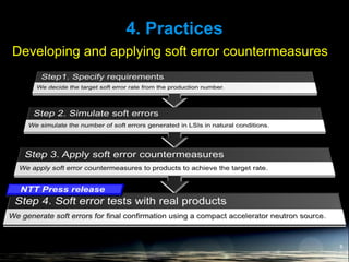 4. Practices
9
Developing and applying soft error countermeasures
 