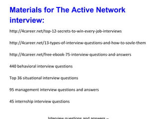 The active network interview questions and answers