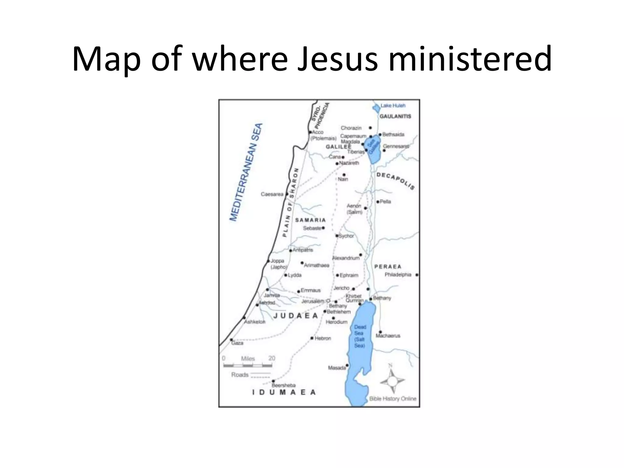 Map of where Jesus ministered