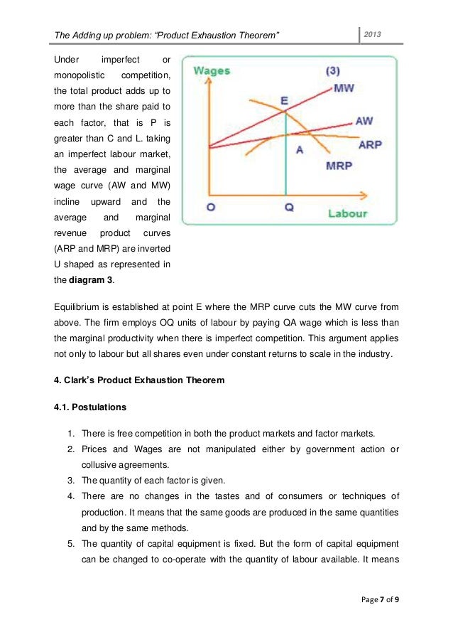 The adding up problem product exhaustion theorem yohannes mengesha