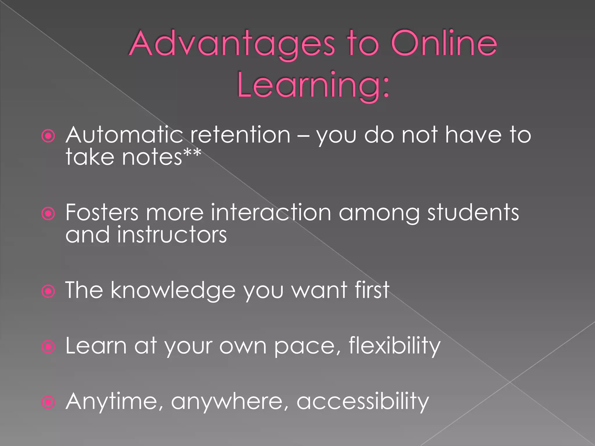 The advantages and disadvantages of online learning | PPTX