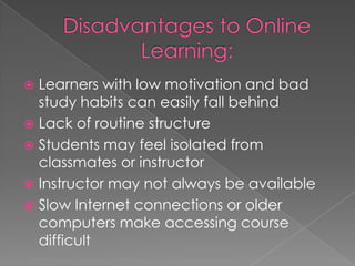 disadvantages of online education