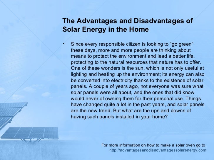 solar energy advantages disadvantages pdf
