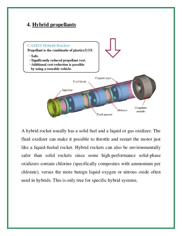 The advantages of different types of propellants