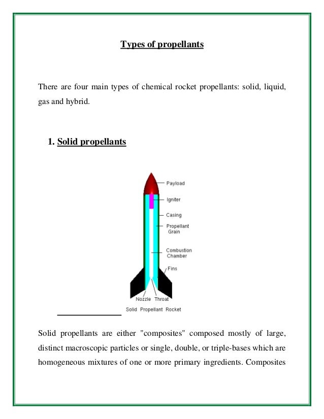 The advantages of different types of propellants