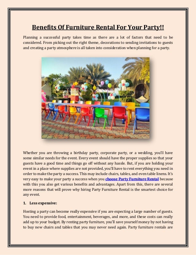 The advantages of furniture rental for your party
