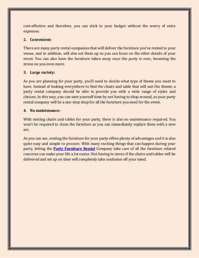 The advantages of furniture rental for your party