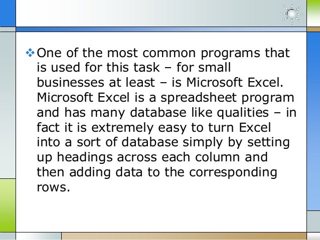 using excel as a database