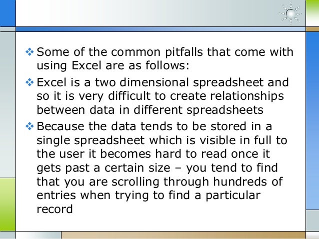 using excel as a database