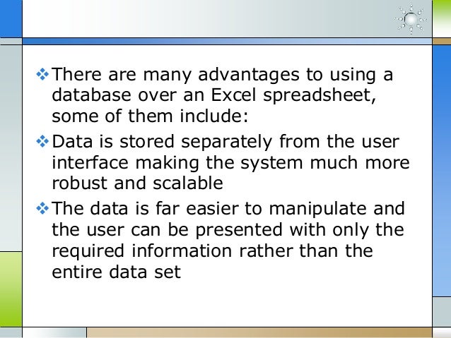 using excel as a database