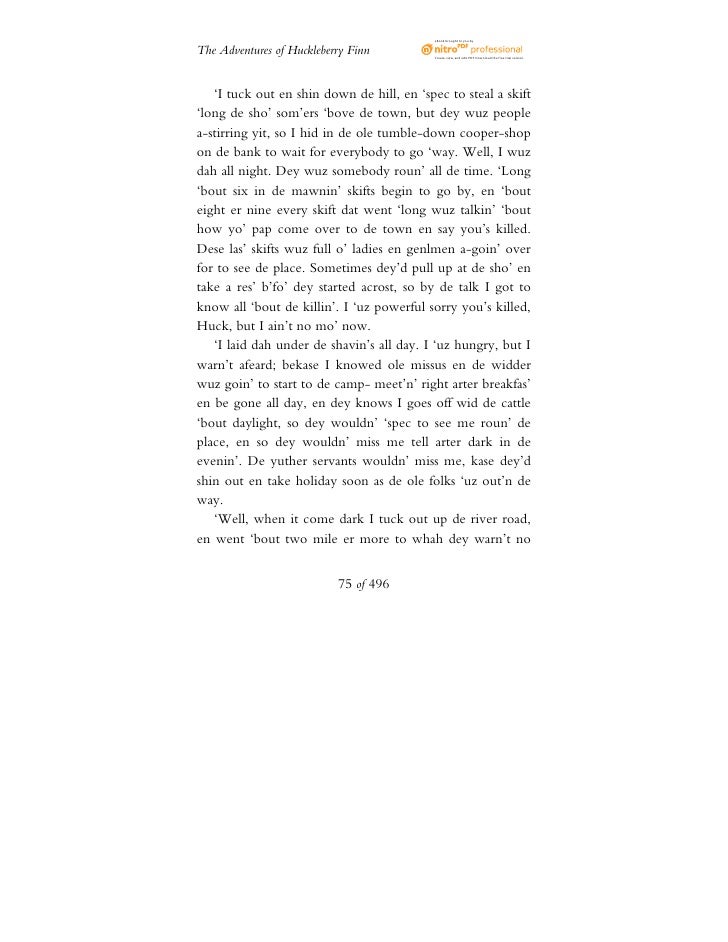 the adventures of huckleberry finn summary pdf