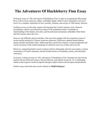 The Adventures Of Huckleberry Finn Essay.pdf