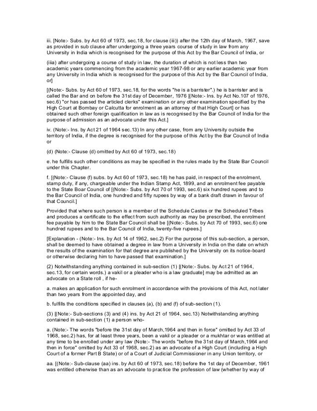 advocate act 1961 The bar council of india has proposed to amend the advocates act 1961, through an internally regulated circular, as reported by legally india. advocate act 1961 The bar council of india has proposed to amend the advocates act 1961, through an internally regulated circular, as reported by legally india.