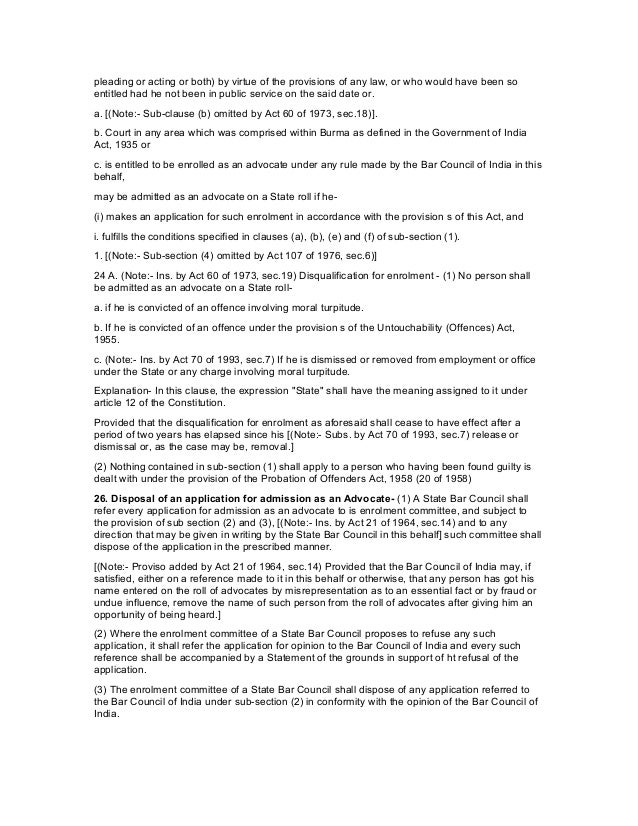 advocate act 1961 The bar council of india has proposed to amend the advocates act 1961, through an internally regulated circular, as reported by legally india. advocate act 1961 The bar council of india has proposed to amend the advocates act 1961, through an internally regulated circular, as reported by legally india.