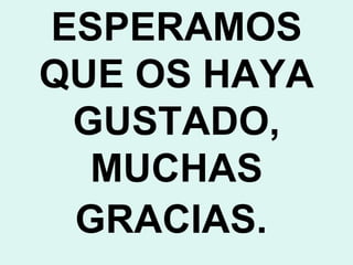 ESPERAMOS
QUE OS HAYA
 GUSTADO,
  MUCHAS
 GRACIAS.
 