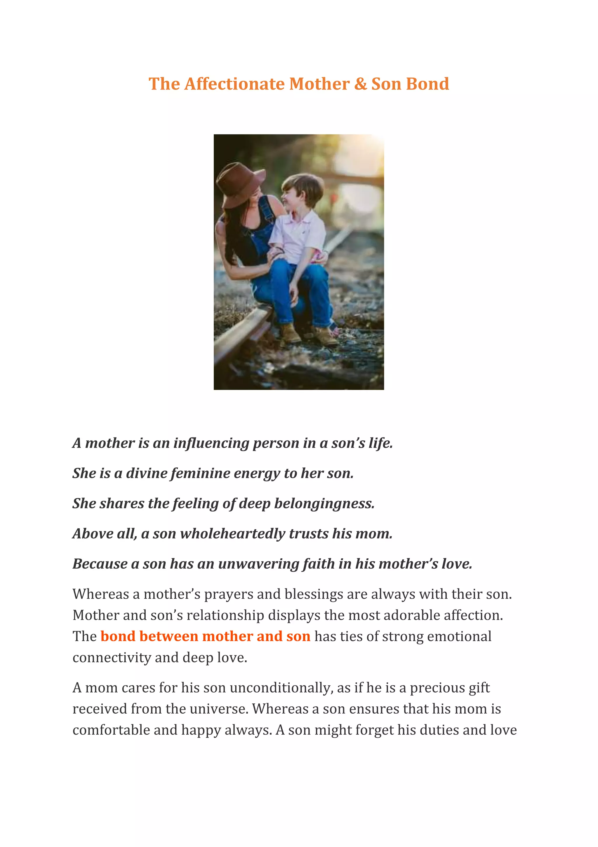 The Affectionate Mother & Son Bond. PDF