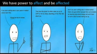 We have power to affect and be affected 
Always be nice to the 
nurses 
 