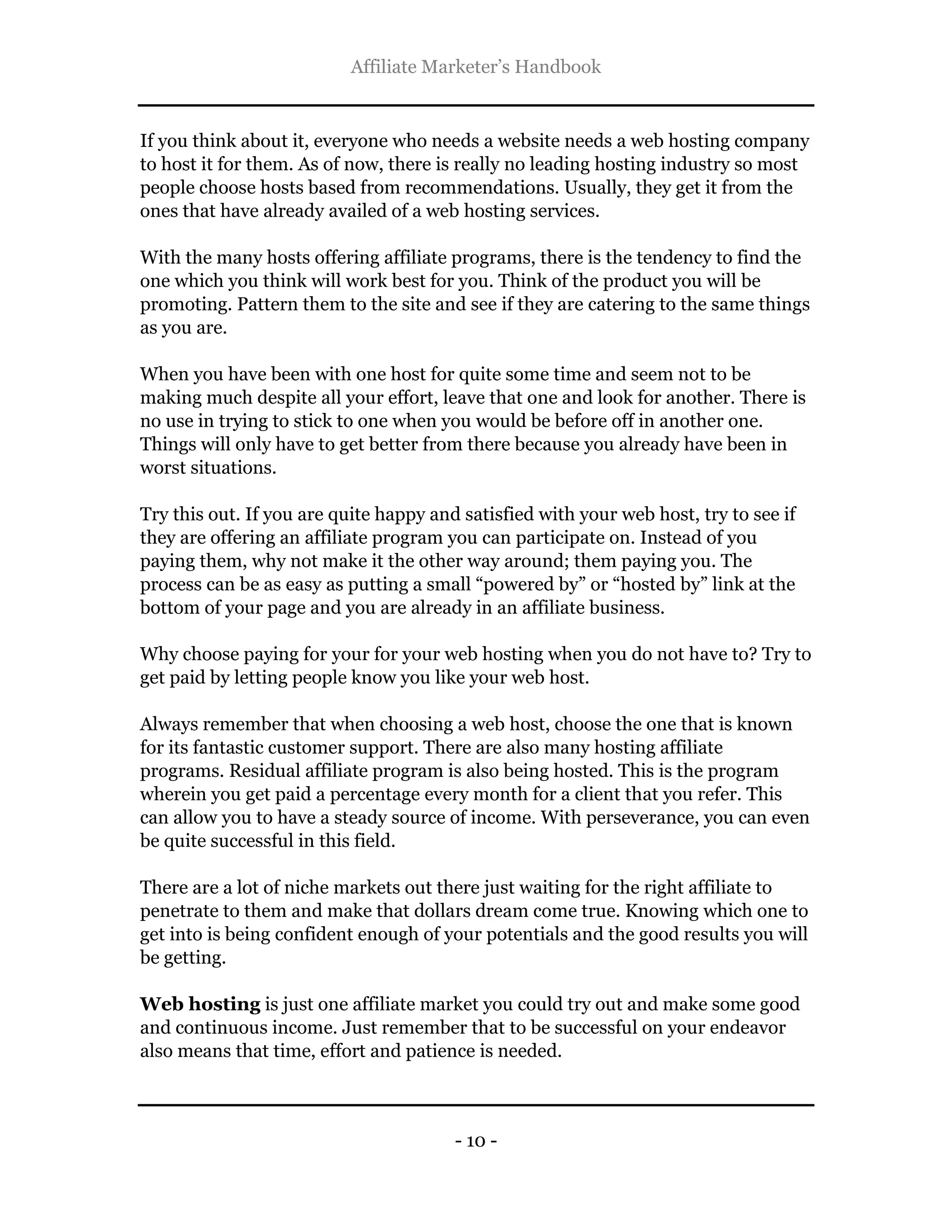 The affiliate marketer's handbook