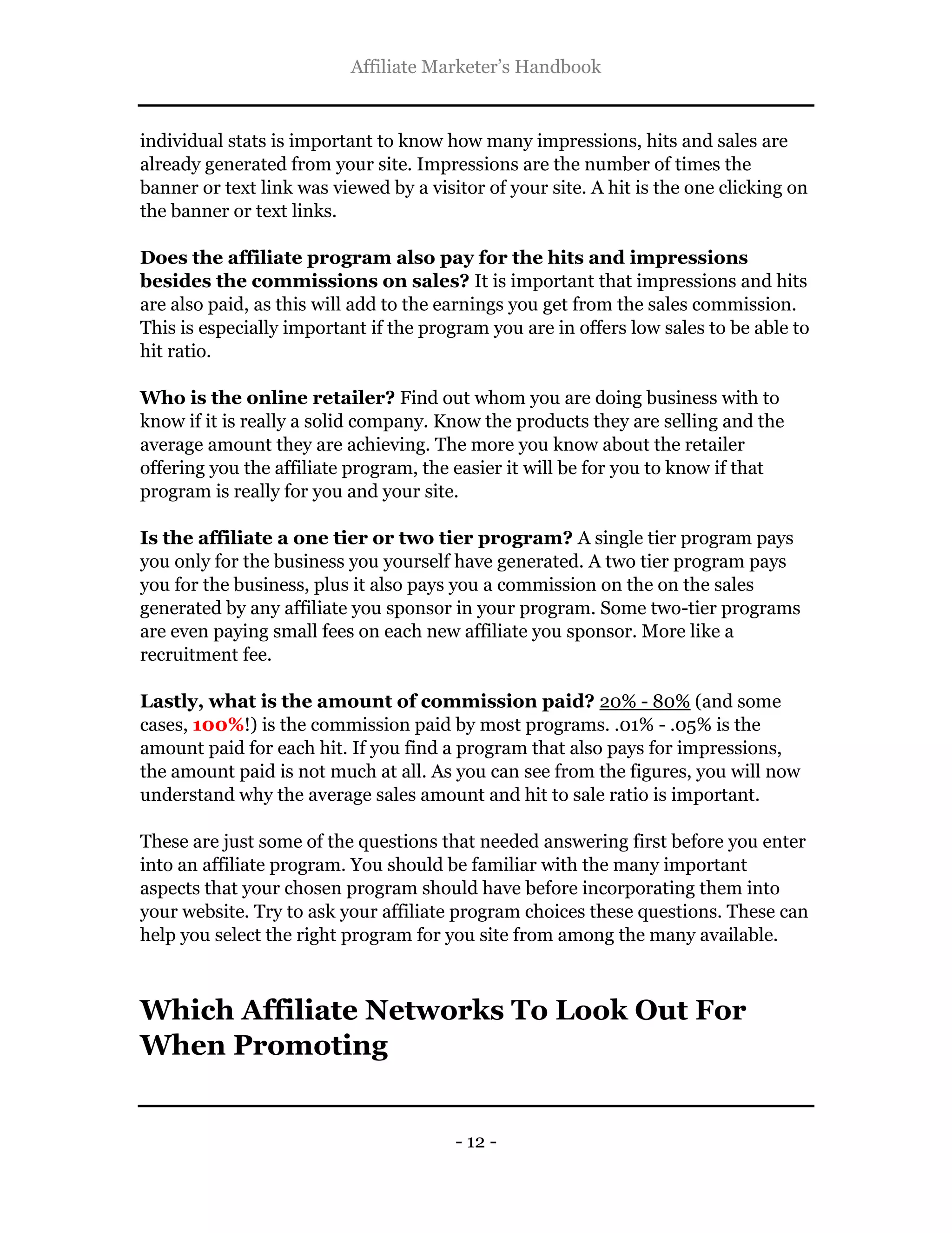 The affiliate marketer's handbook