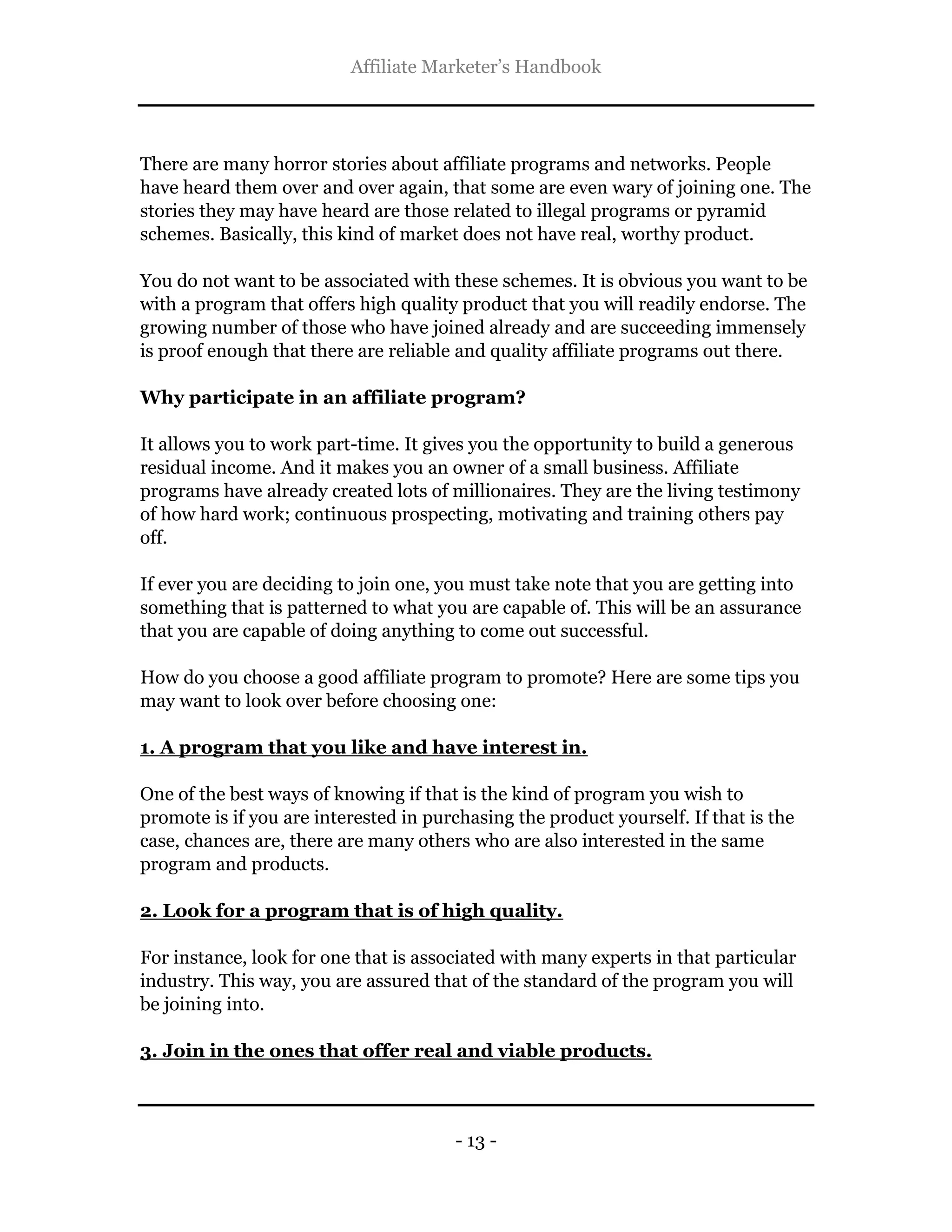 The affiliate marketer's handbook