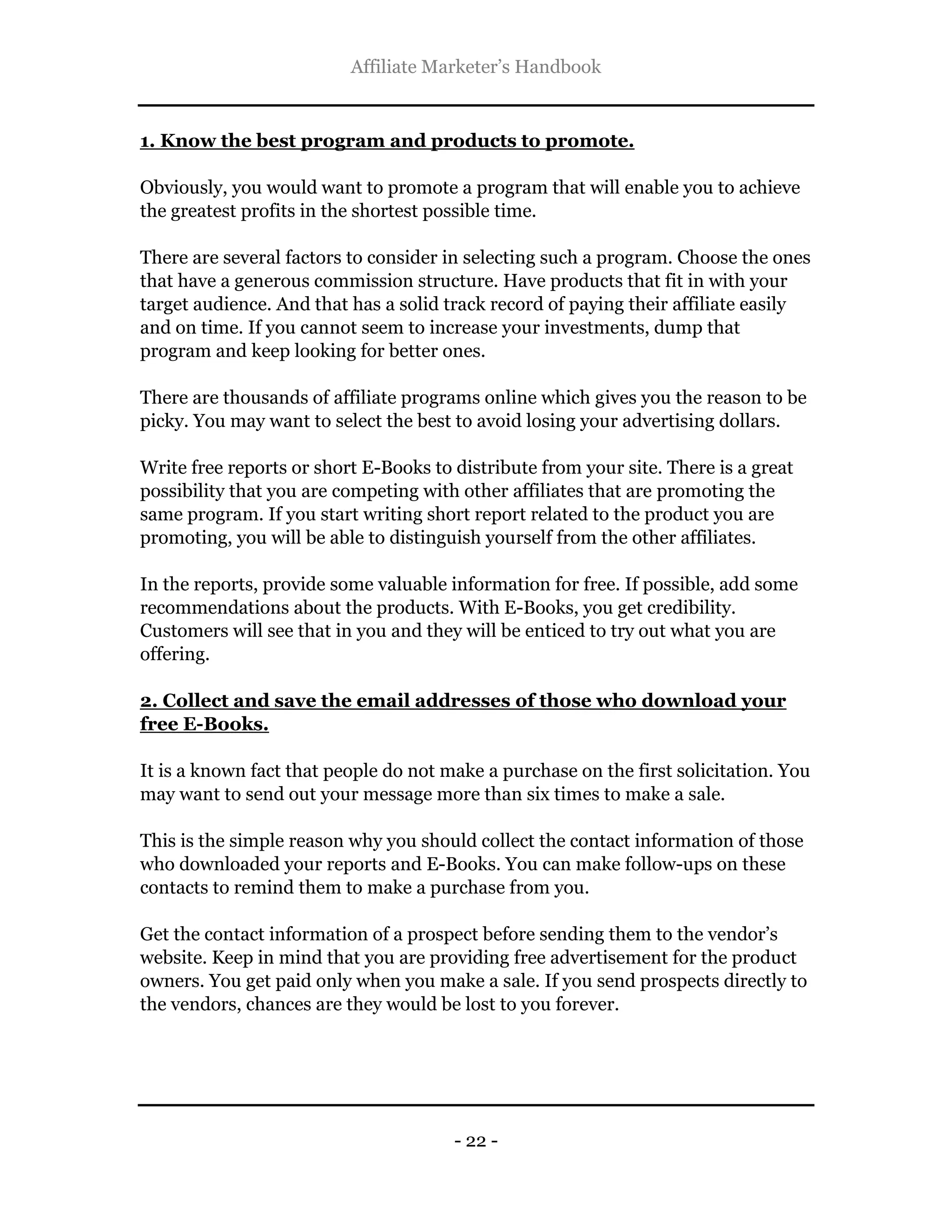 The affiliate marketer's handbook