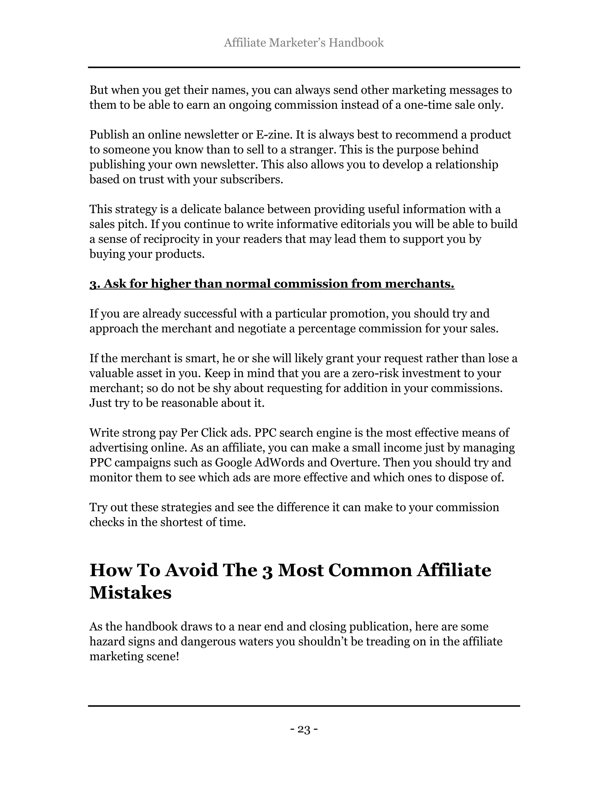 The affiliate marketer's handbook