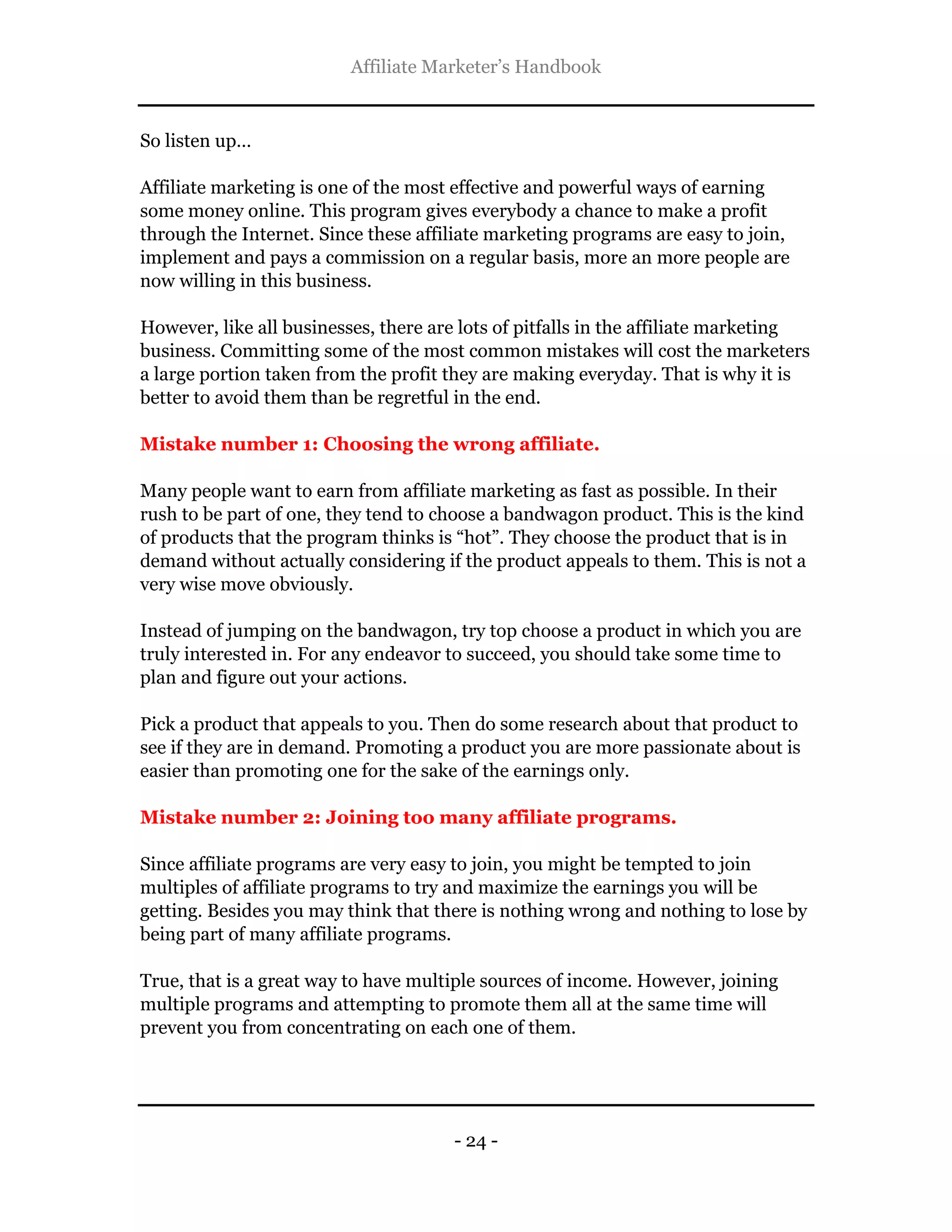 The affiliate marketer's handbook