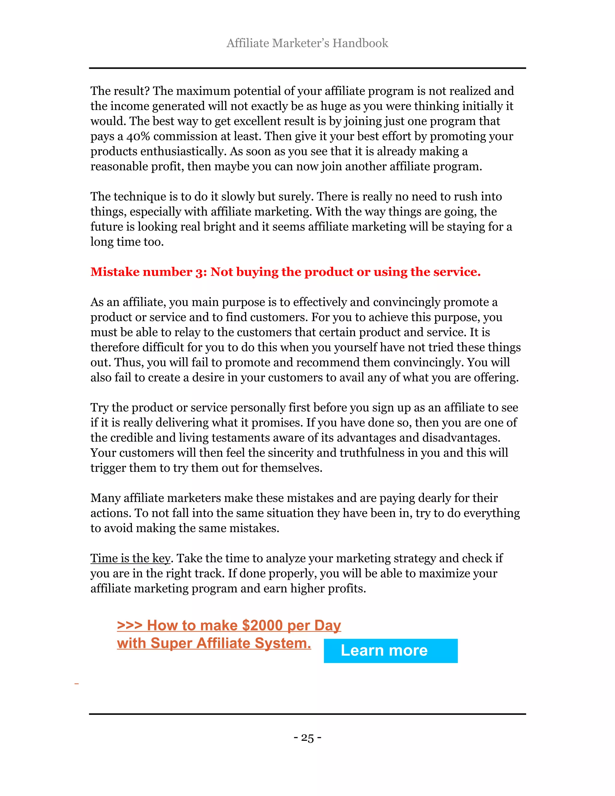 The affiliate marketer's handbook