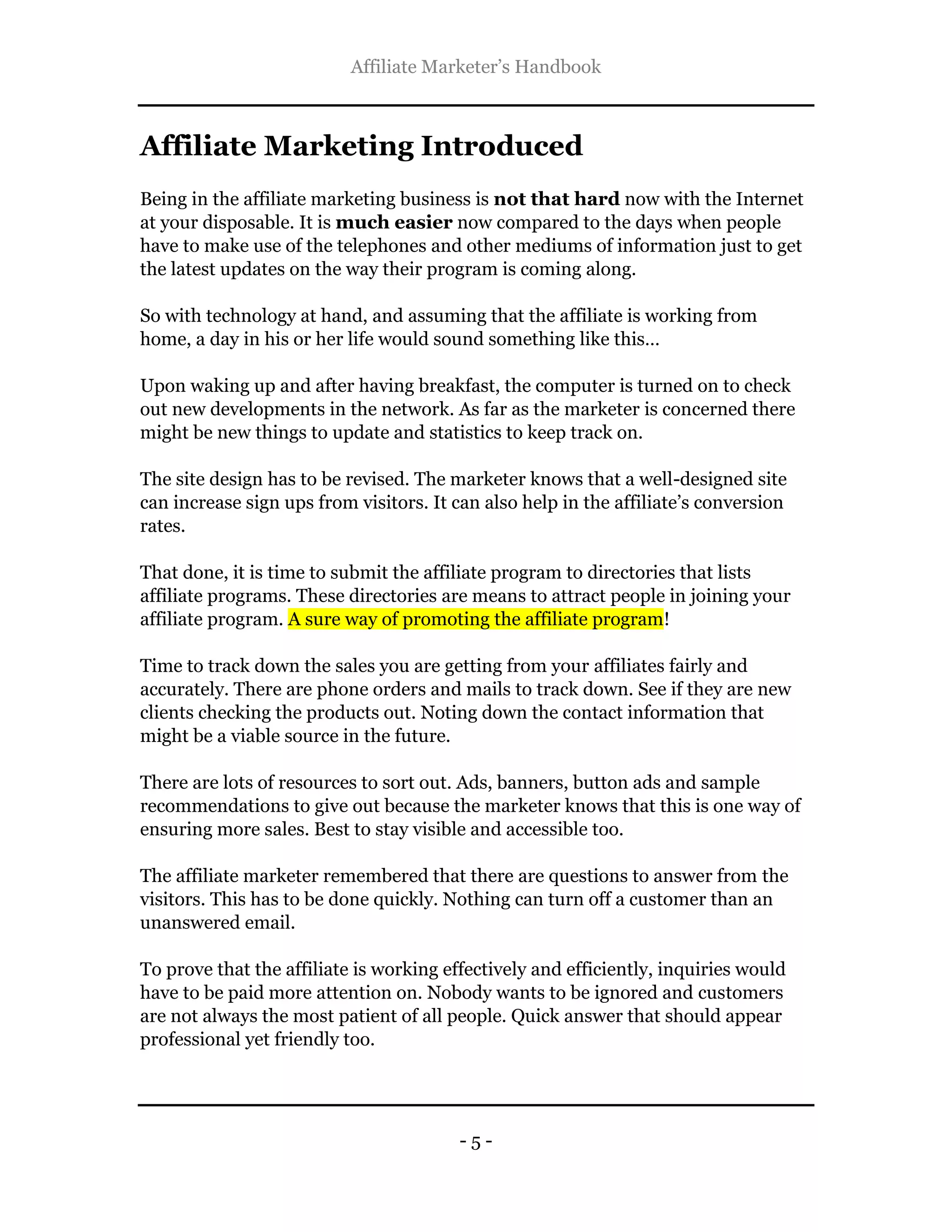 The affiliate marketer's handbook