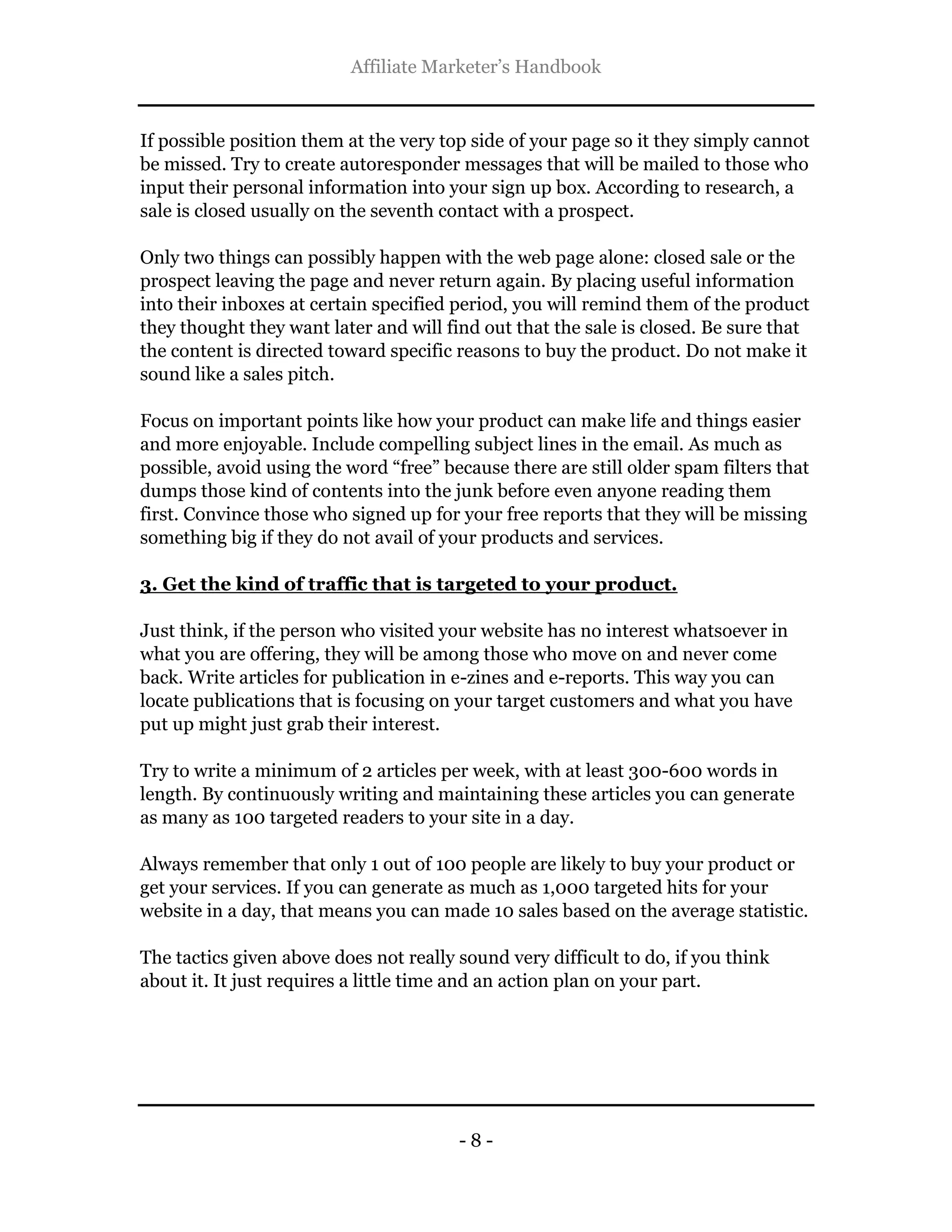 The affiliate marketer's handbook