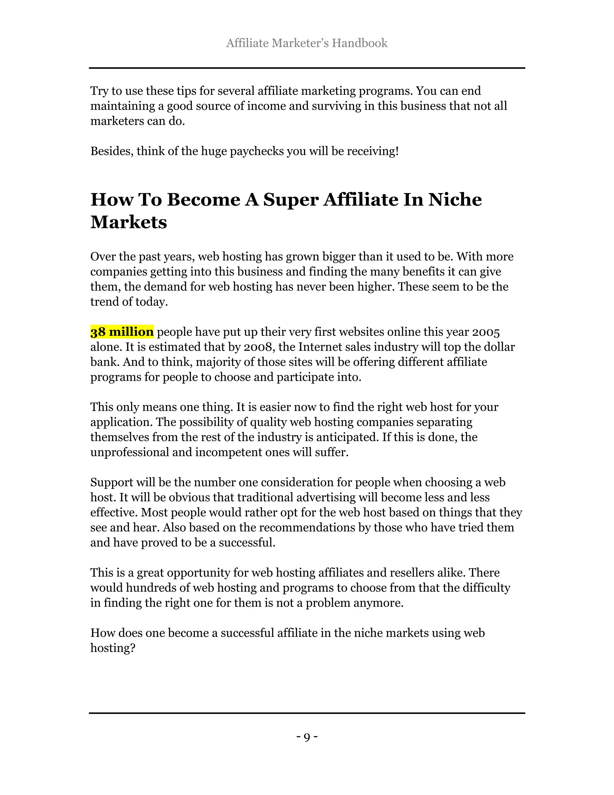 The affiliate marketer's handbook