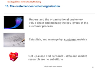 10. The customer-connected organisation Establish, and manage by,  customer  metrics Understand the organisational custome...