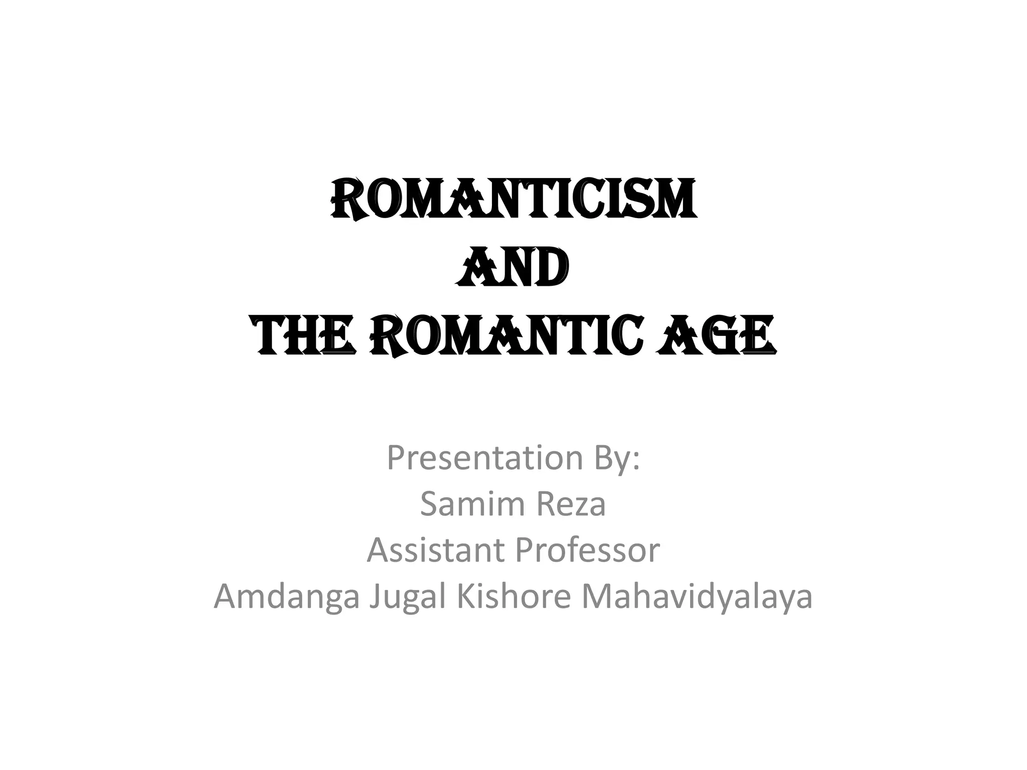 The age of Romanticism their ideas and concept | PDF