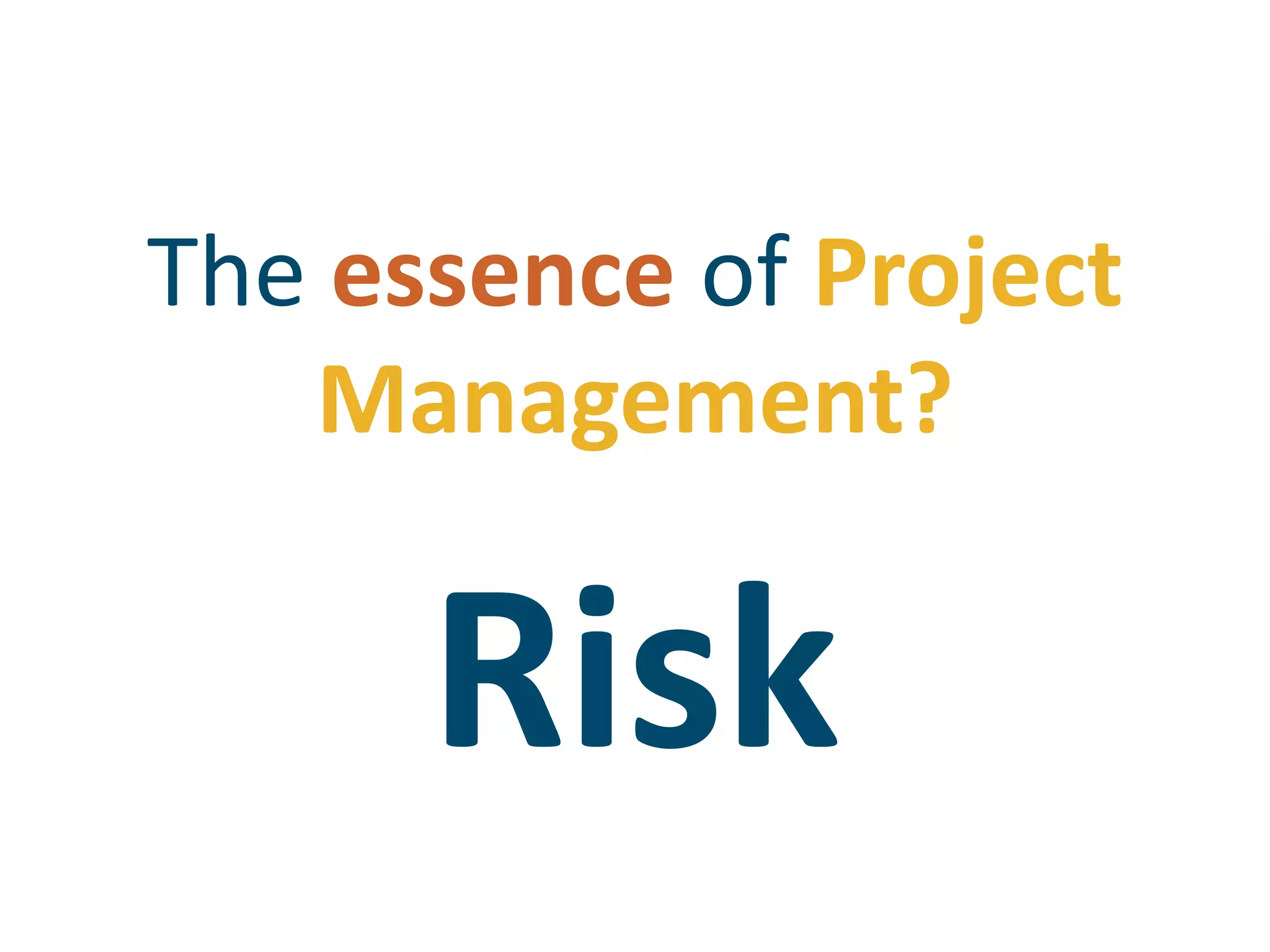 The essence of ProjectManagement?Risk